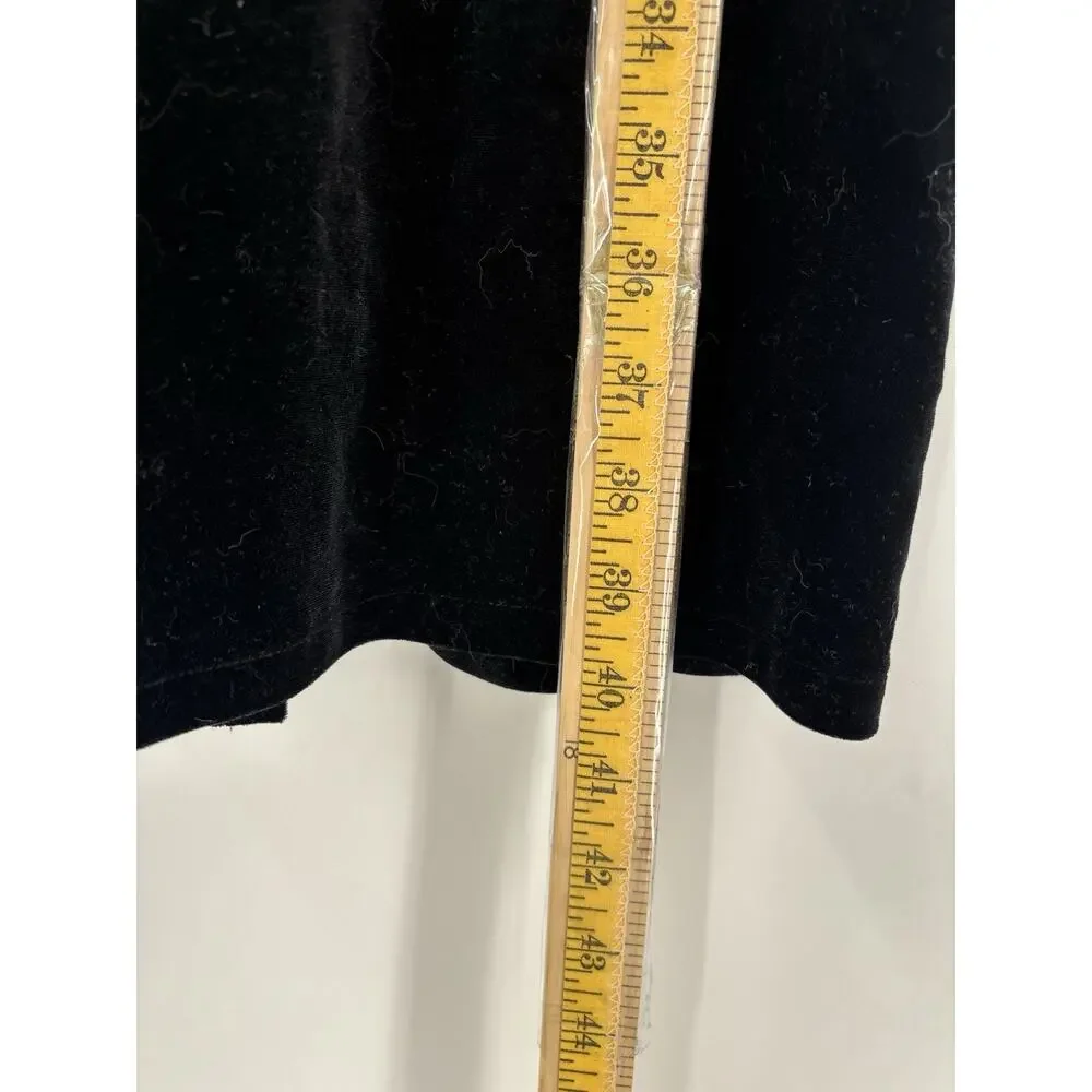 Jackie Jon Vintage Cardigan Sweater Womens Medium Black Velvet Feather Collared